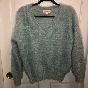 Light blue greenish fuzzy sweater